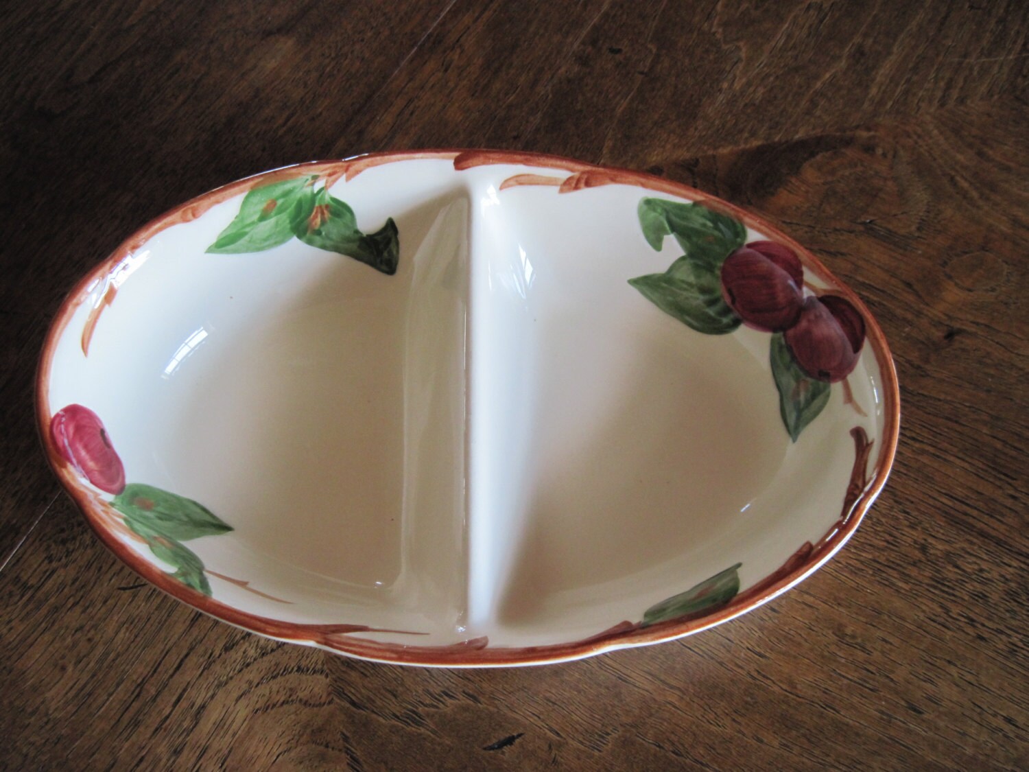 Divided Serving Bowl Franciscan Apple Divided Earthenware Made in USA