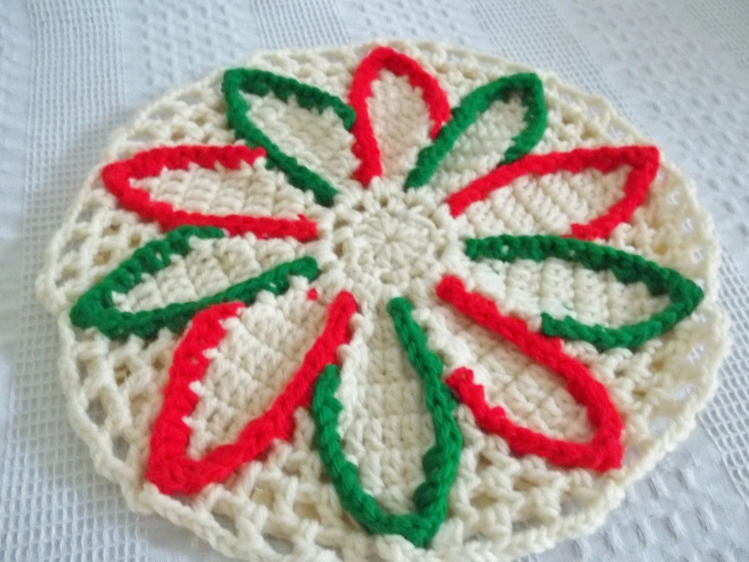 crochet doily round christmas decor doily red by crochet doily round christmas decor doily red by