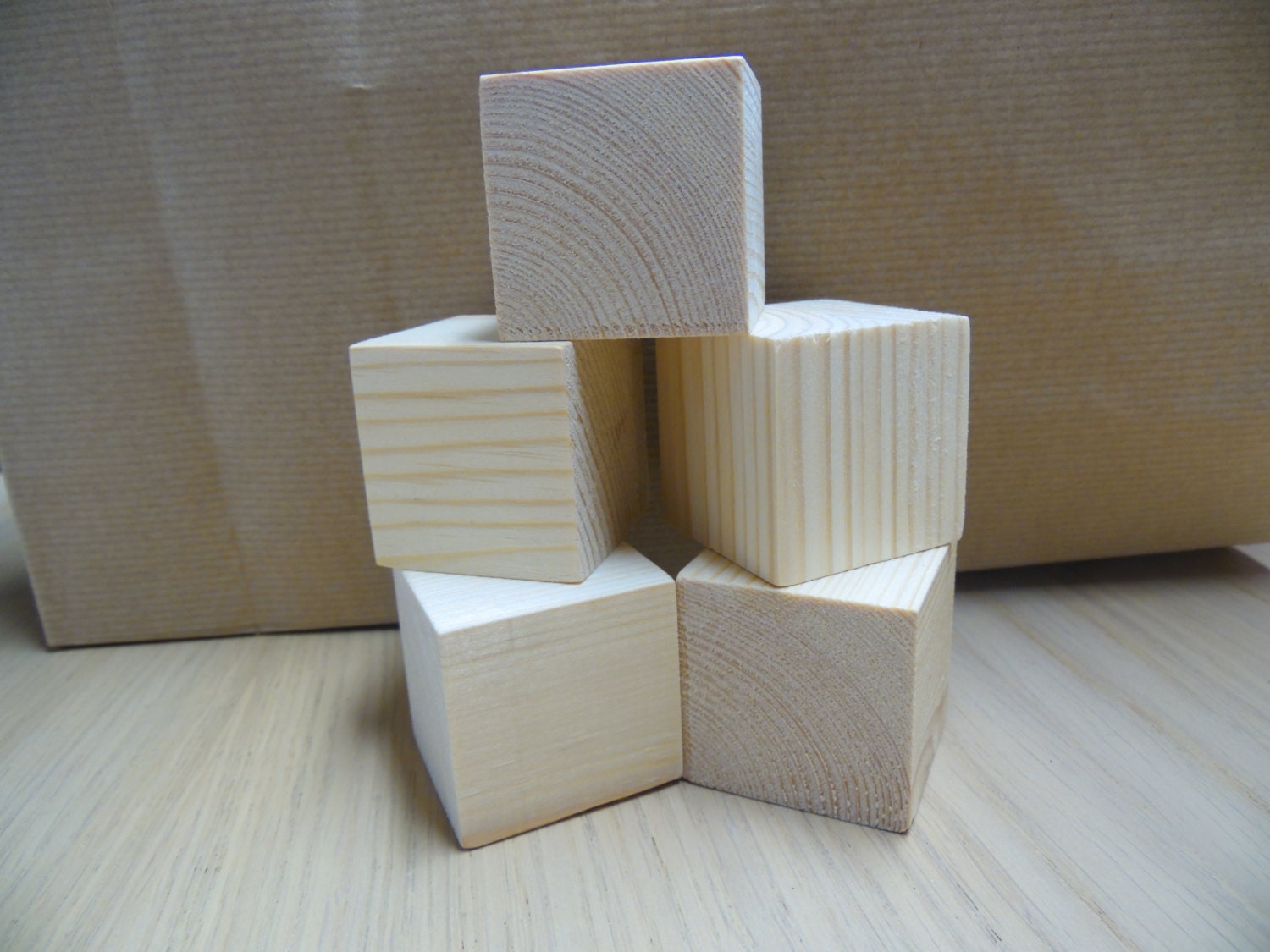 Set of 5 Wooden Building Blocks / Natural Wooden Blocks 