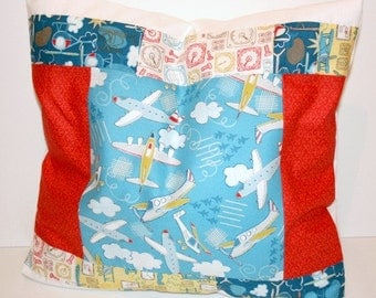 Planes Pillow Cover, Boy Nursery Bedding, Helicopter Cushion Cover, Kids Room Decor, Aeroplane Nursery Decor, Playroom Cushion