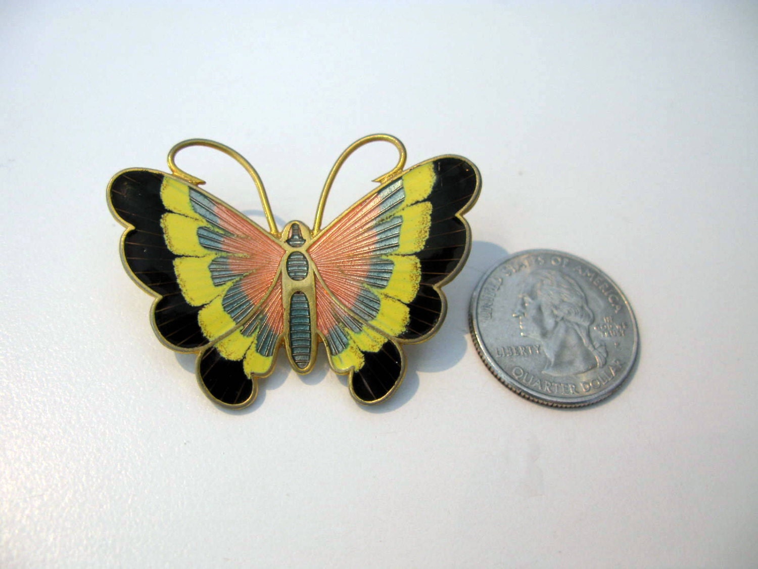 Cloisonne Butterfly Brooch Pin Butterfly By Greenleafvintage1 