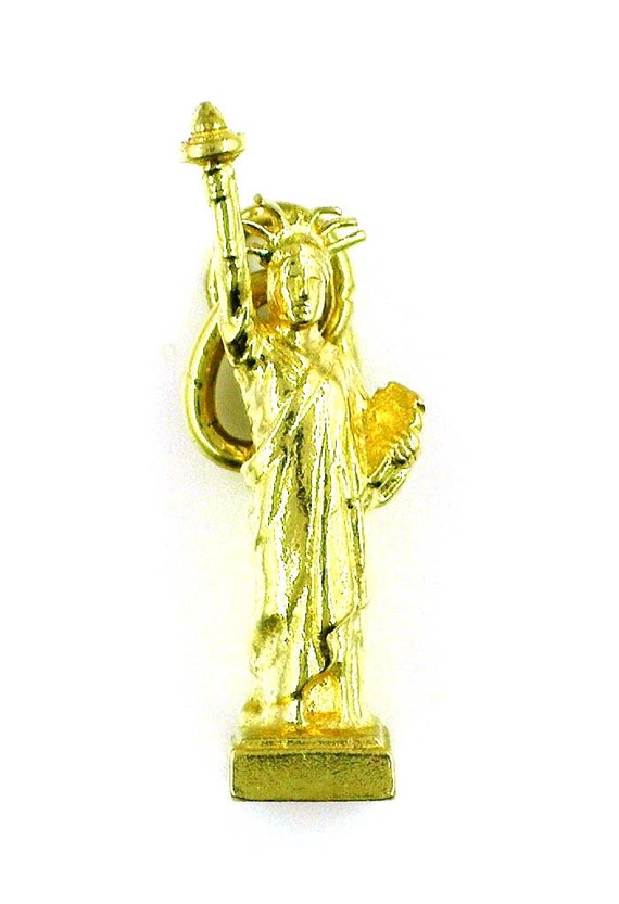 14K Gold Statue of Liberty Pendant / Charm with Loops