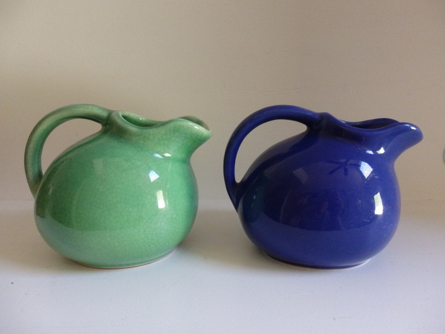 Vintage USA Pottery Mini Ball Pitcher Creamers by MidCenturyGirls
