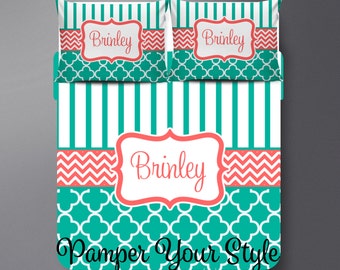Interior Design Your Own Bedding design my own bedding twin queen king custom duvet stripe and clover personalized mint coral comforter or personalized