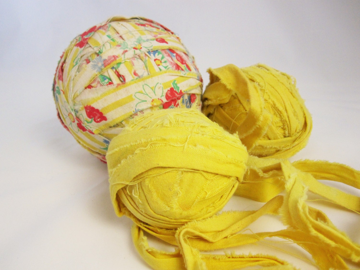 Three Rag Balls Multicolored Cloth Rag Ball One Super