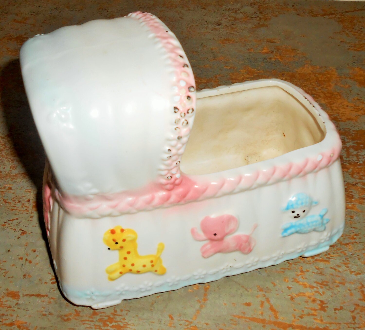 Vintage Baby Planter Cradle Ceramic Baby Planter