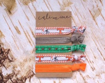 Tennessee Vols and Football Handmade Hair Ties. Elastic Hair Ties, Pony Tail Holders, Elastic Bracelets