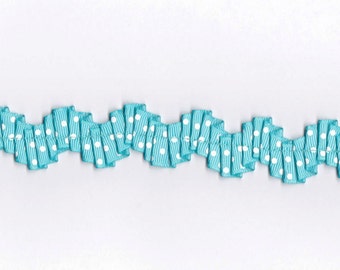 1 inch Aqua Grosgrain Ribbon - Aqua Ribbon - Polka Dot Ribbon