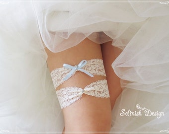 Ivory Wedding Garter Set, Lace Rhinestone Garter, Cream Ivory Bridal Garter,Something Ivory,Garter Set-G135cream