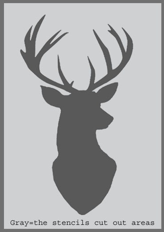 Stag Head Silhouette Stencil deer head decor by IdealStencils