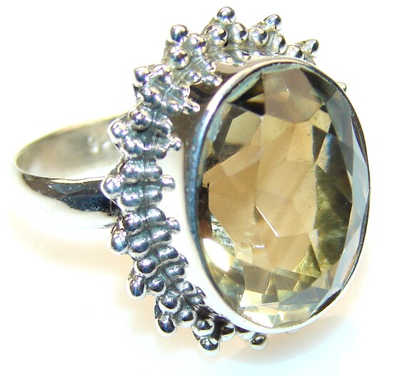 Citrine Quartz Sterling Silver Ring - weight 8.90g - Size 7 3 4 - dim ...