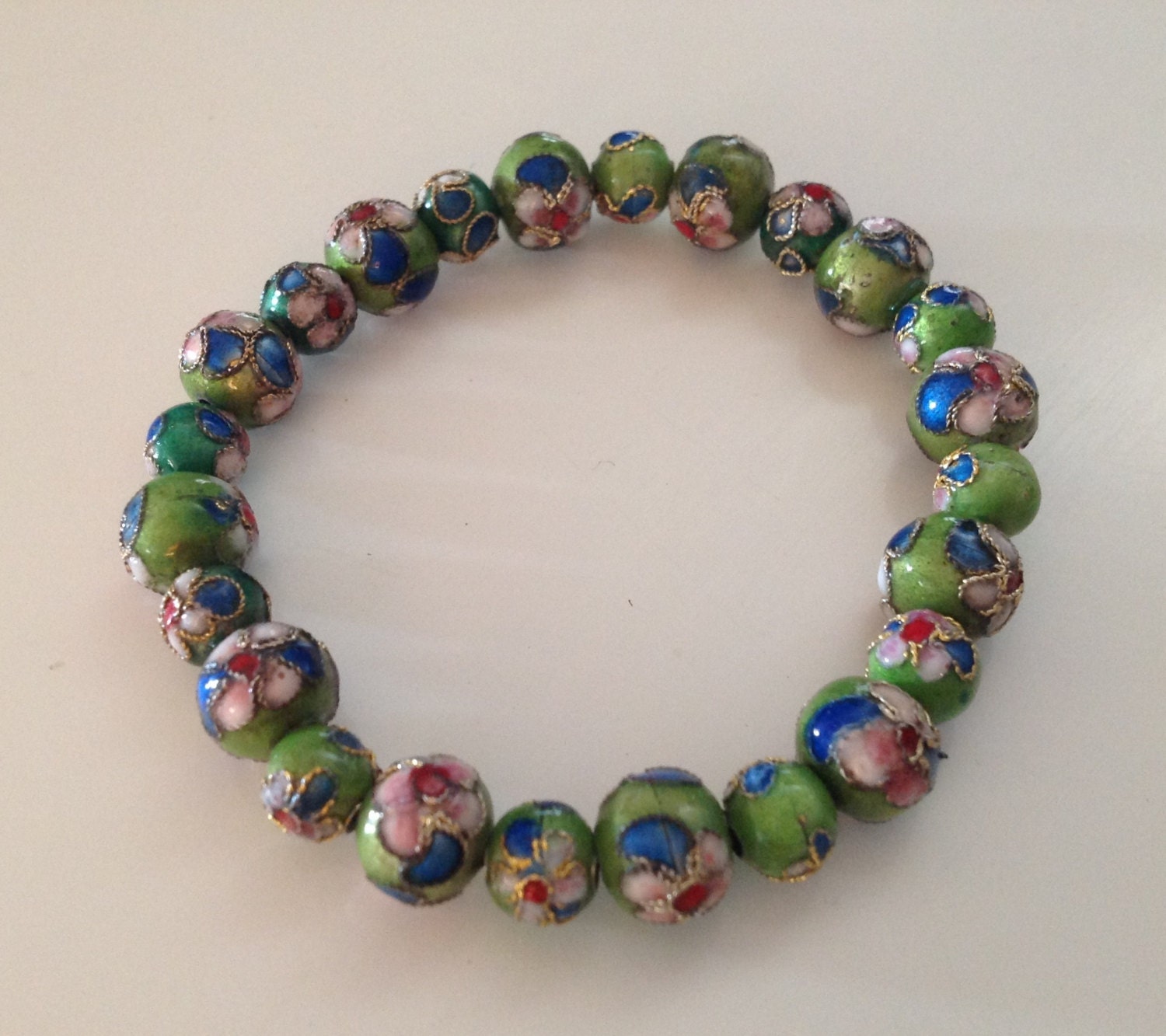 Vintage Cloisonné Bead Bracelet