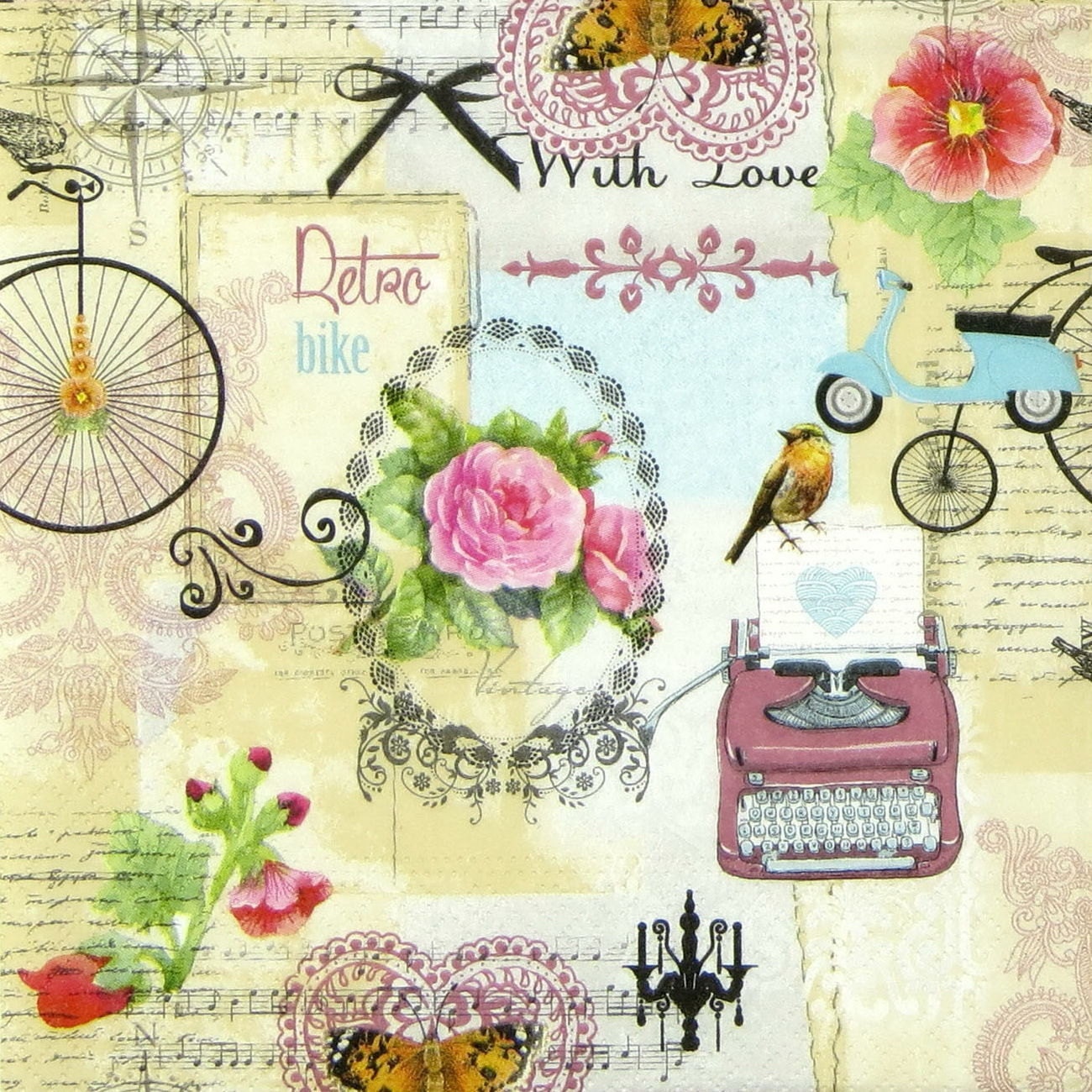2 French Paper Napkins for Decoupage Mixed Media