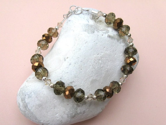 Sterling silver and crystal bracelet in browns