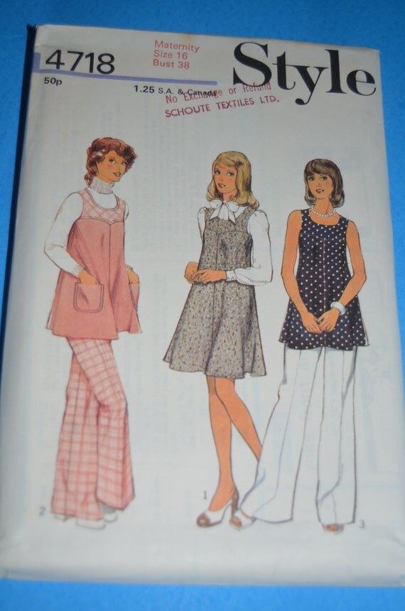 Vintage 70s Style 4718 Maternity Dress or Tunic and Trousers