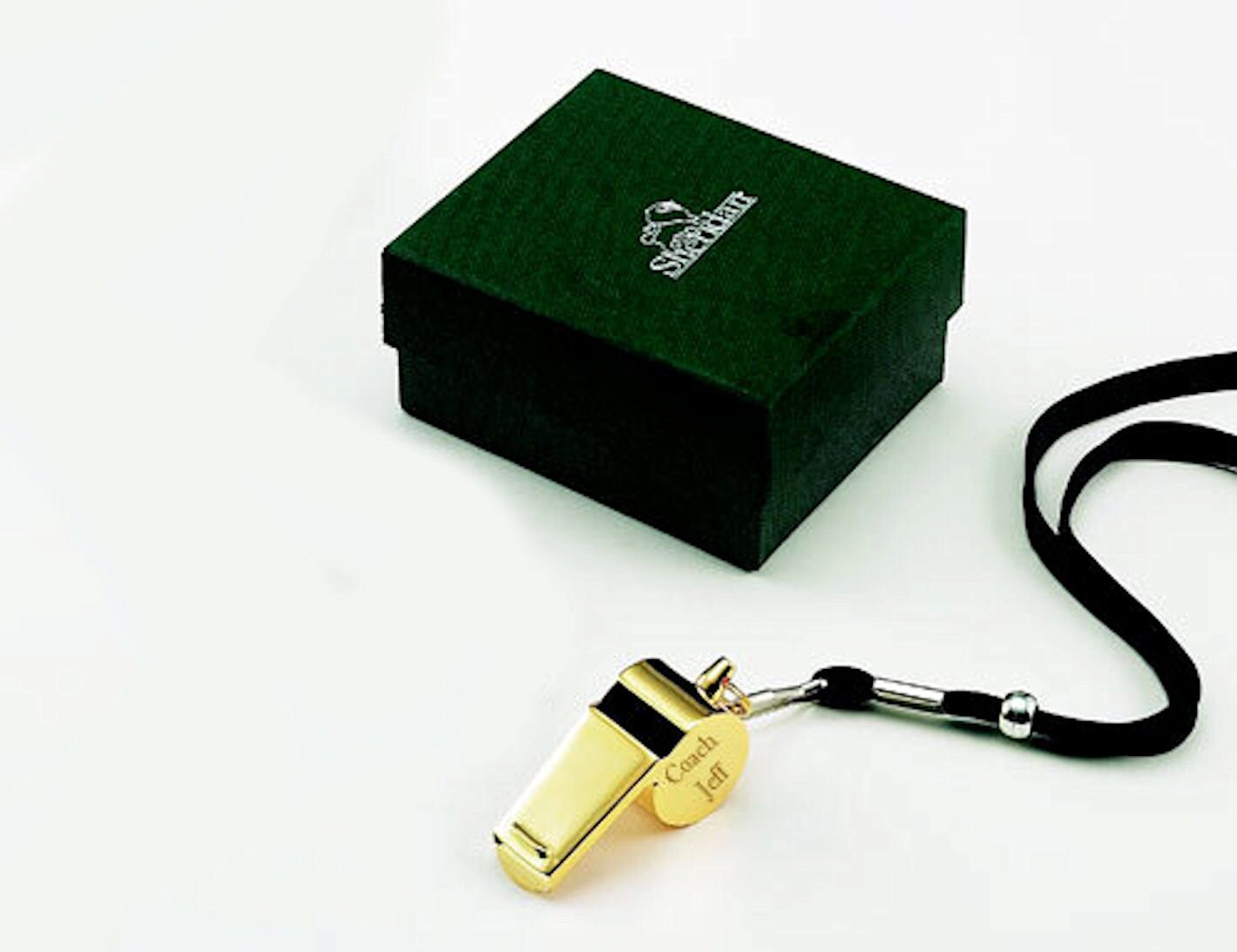 Personalized Gold Coach Whistle With Lanyard Custom Engraved