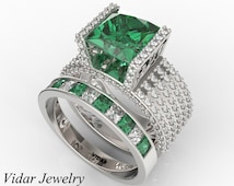 Emeralds wedding rings