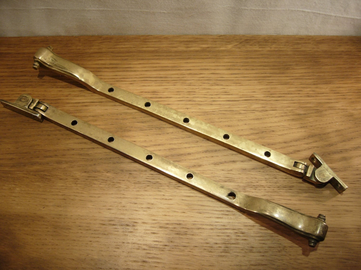 Vintage pair of brass window casement stays by FieldfareVintage