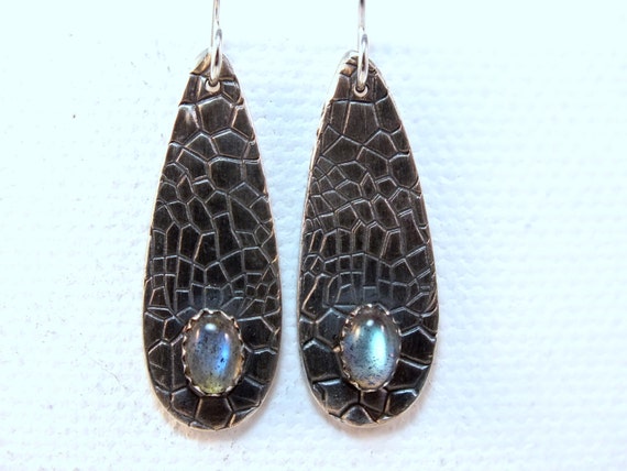 Sterling silver labradorite earrings, silver artisan earrings, gemstone drop earrings, beadwork, boho earrings, dangle earrings,