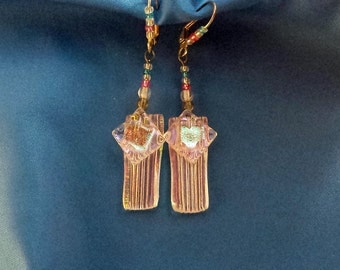 Dichroic heart fused glass earrings