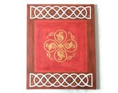 celtic inspired painting, original wall art, celtic acrylic painting in red and brown, home decor "keltische Rose" 40 x 50 cm(15,75 x 19,7")