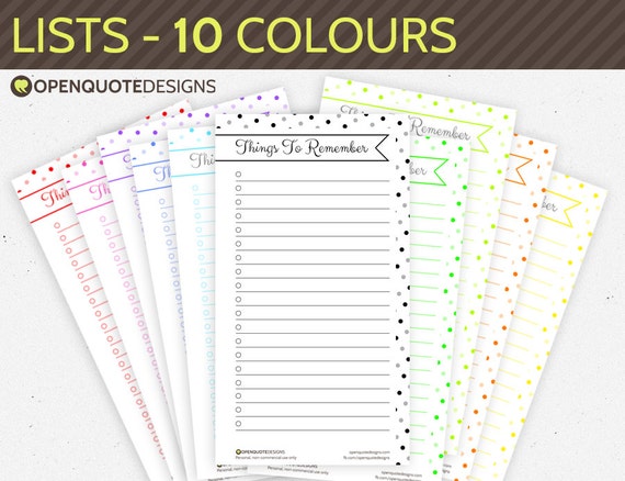 Personal Filofax Inserts Printable To Do List by OpenquoteDesigns
