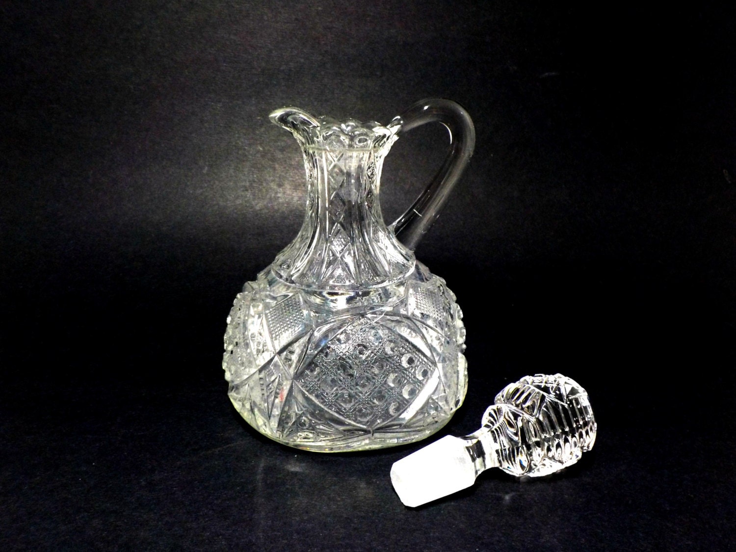Crystal Cruet, Lead Crystal Vinegar Cruet, Lidded Cruet, Heavy Lead