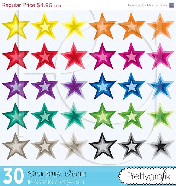 80% OFF SALE 30 star burst clipart commercial use, vector graphics, digital clip art, digital images - CL471 Il_570xn