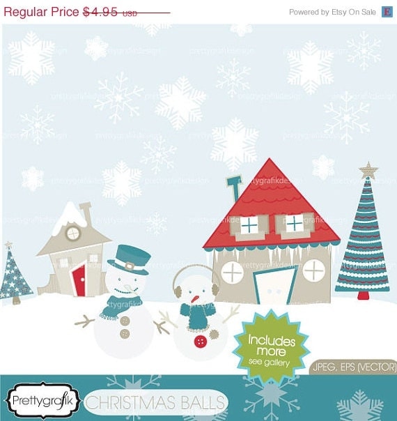 80% OFF SALE Holiday christmas scene clipart commercial use, vector graphics, digital clip art, digital images - CL437 Il_570xn