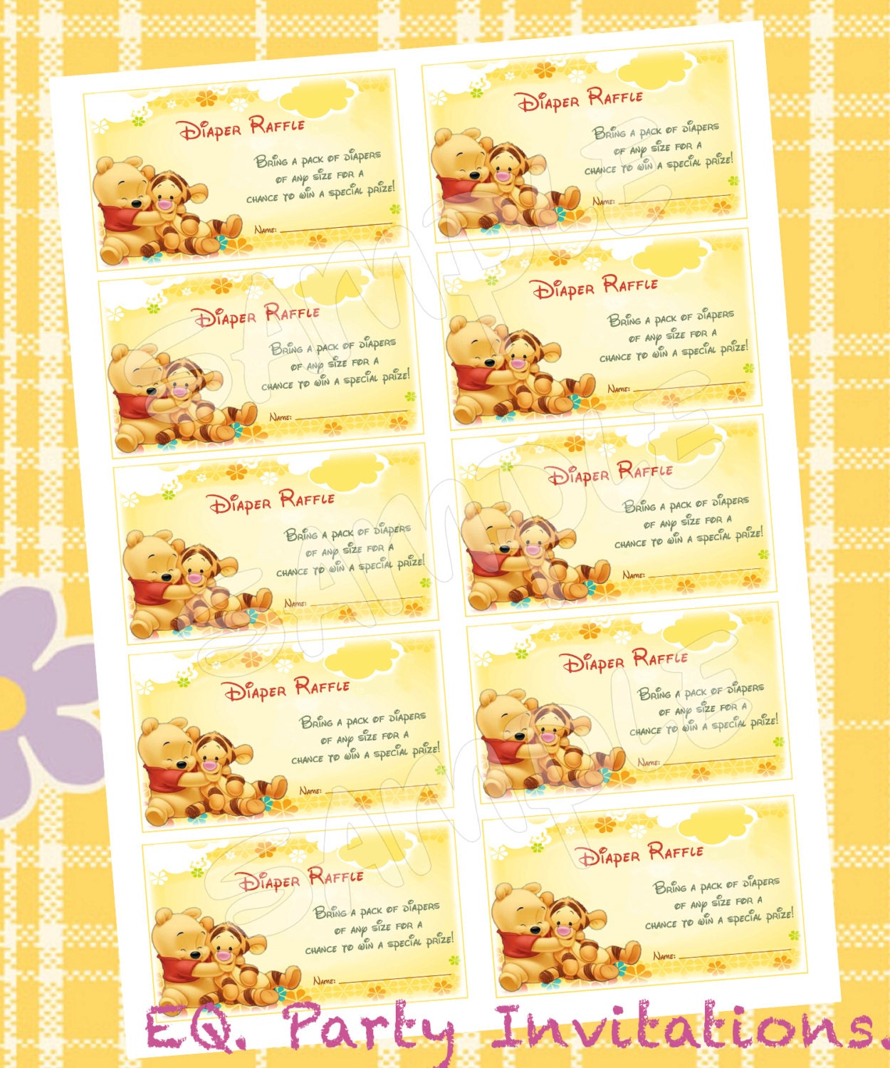 Winnie the Pooh Diaper raffle tickets Instant by MEprintAndDesing