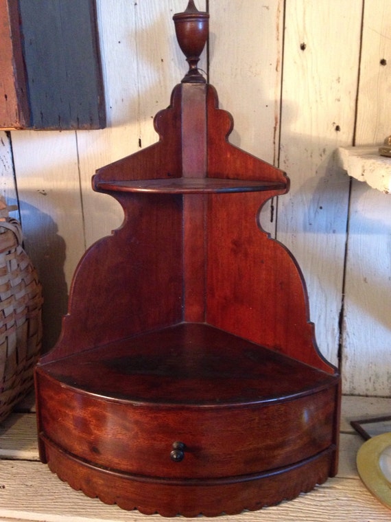 Lovely primitive corner shelf by stuffinthetrunk on Etsy