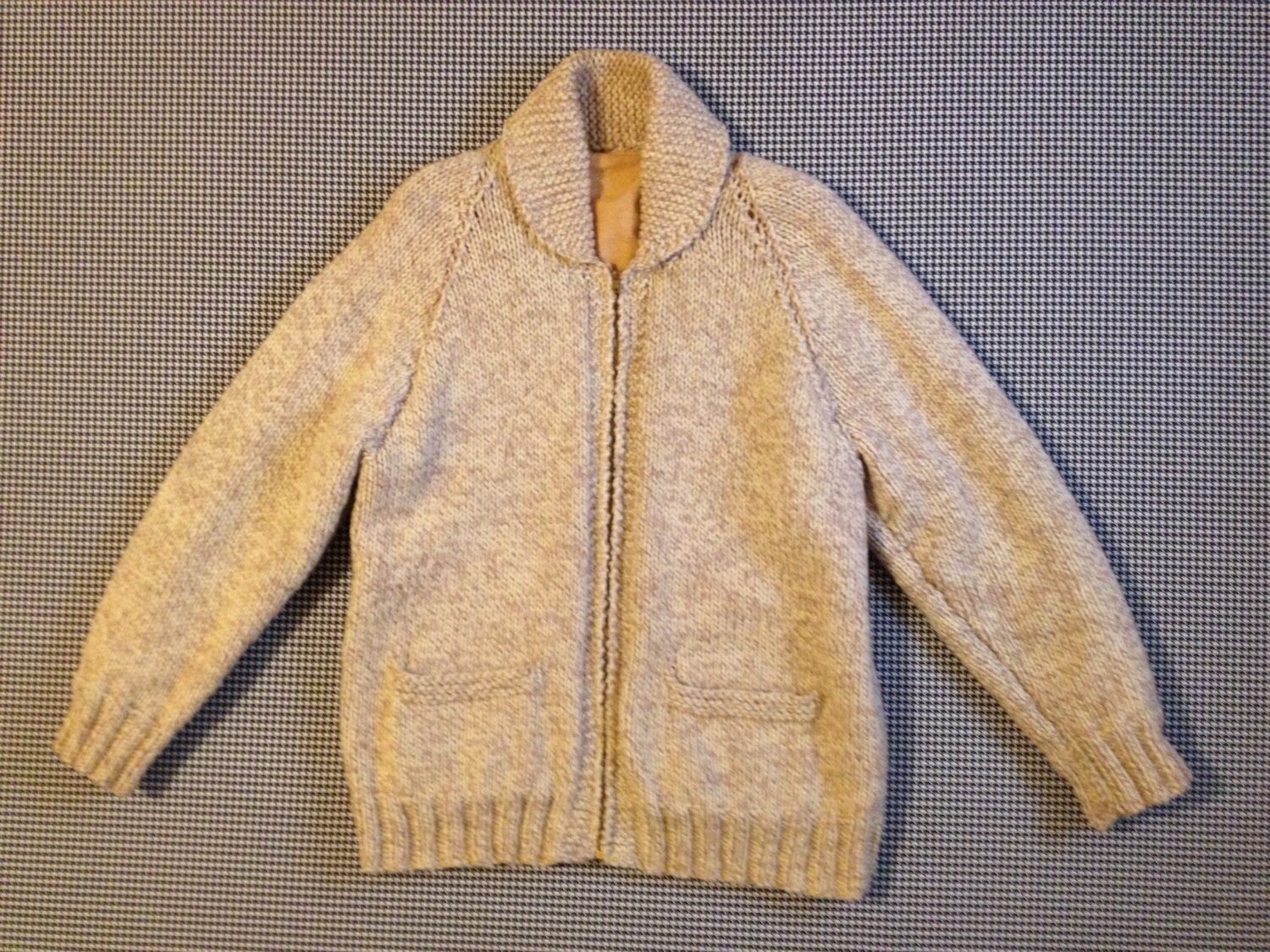 1960's hand knit flannel lined wool Cowichan sweater