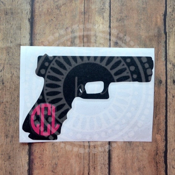 Monogrammed Gun Decal Two Colors By Palmettomonograms On Etsy 