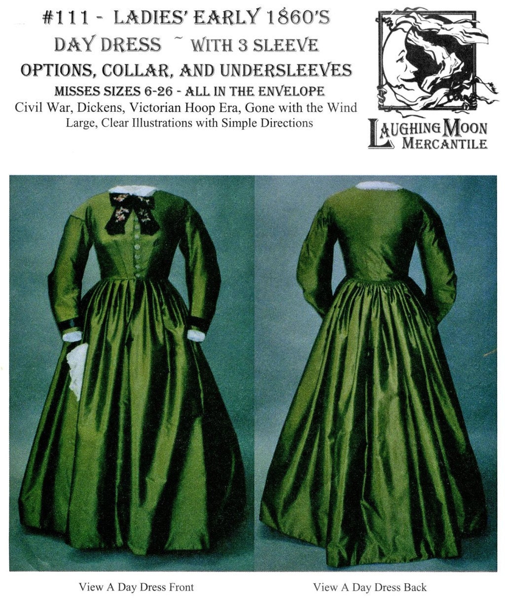 Ladies' Early 1860's Civil War Day Dress sizes 626