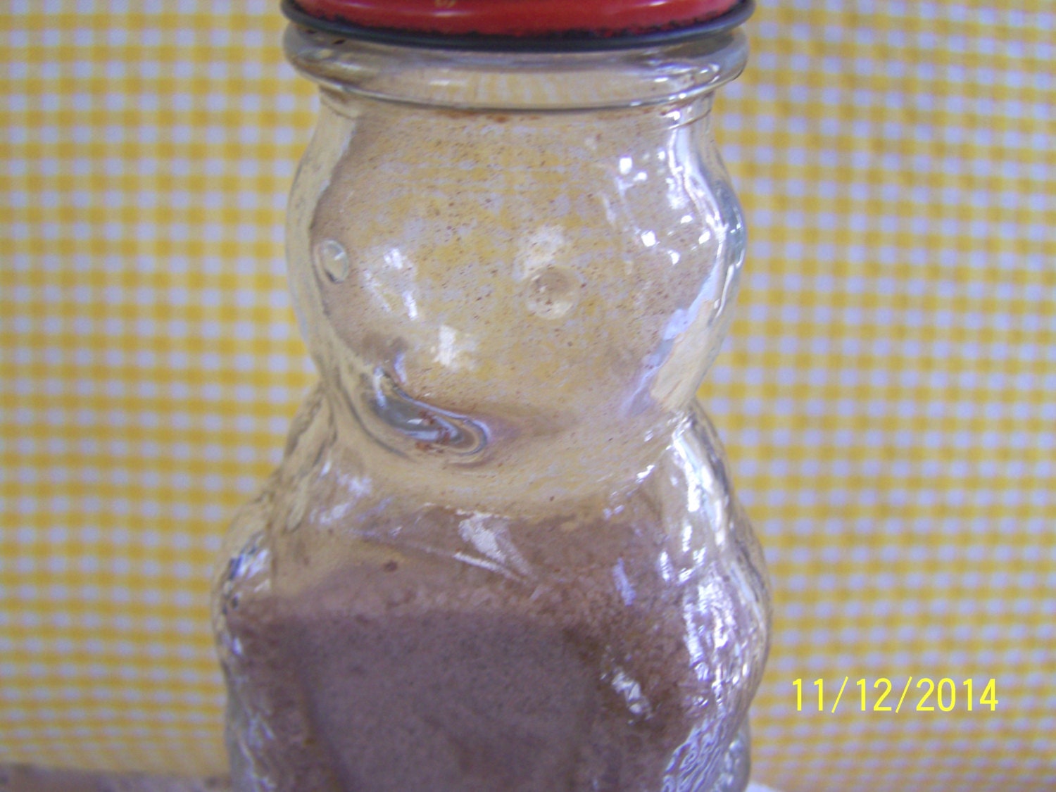 Teddy Bear Glass Sugar Cinnamon Shaker Jar Bank 1950's