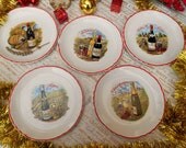 5 French Wine Dessert Plates Moulin des Loups Orchies Porcelain Plates Champagne Vin d'Alsace Bourgogne Bordeaux Cotes de Loire 5 French Wine Dessert Plates Moulin des Loups Orchies Porcelain Plates Champagne Vin d'Alsace Bourgogne Bordeaux Cotes de Loire