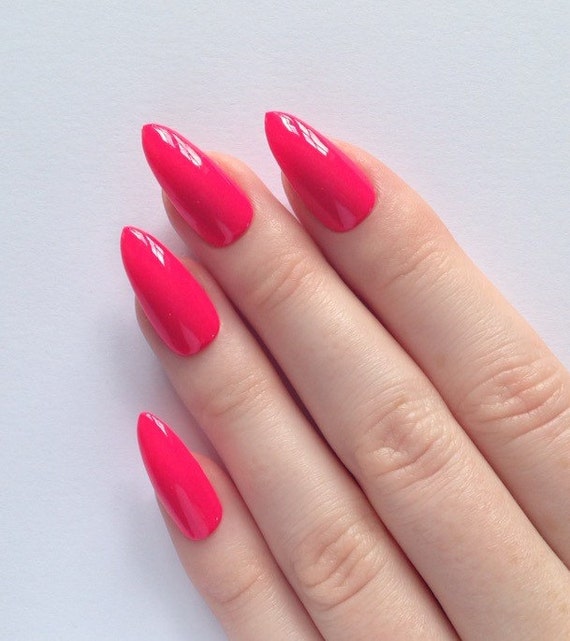 Neon pink stiletto nails Nail designs Nail by prettylittlepolish