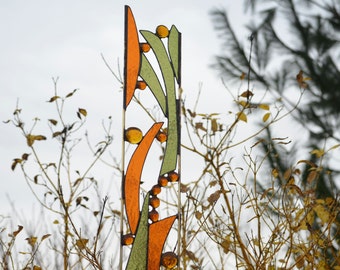 Stained Glass Garden Ornament with Autumn Colors. 'Woodlands'