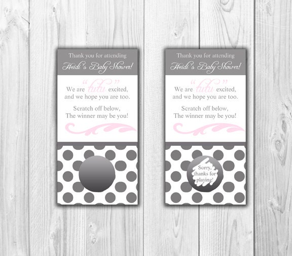 Baby Shower Scratch Off Cards Tutu Themed Pink and Gray 10