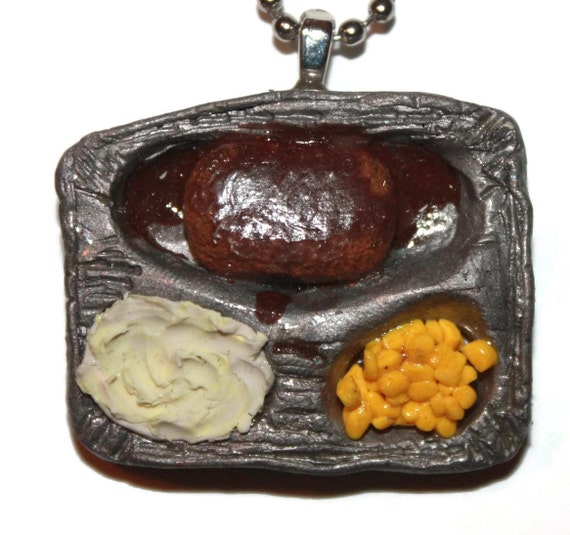 Salisbury Steak TV Dinner Retro Fake Food Necklace by ...