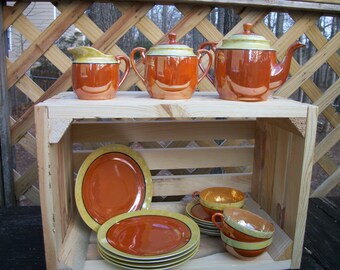 Vintage 1950's 18 Piece Lusterware Tea Set