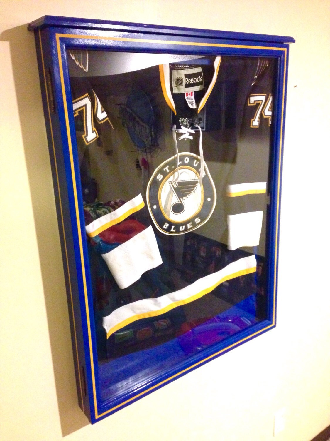 Custom colored hockey jersey display case