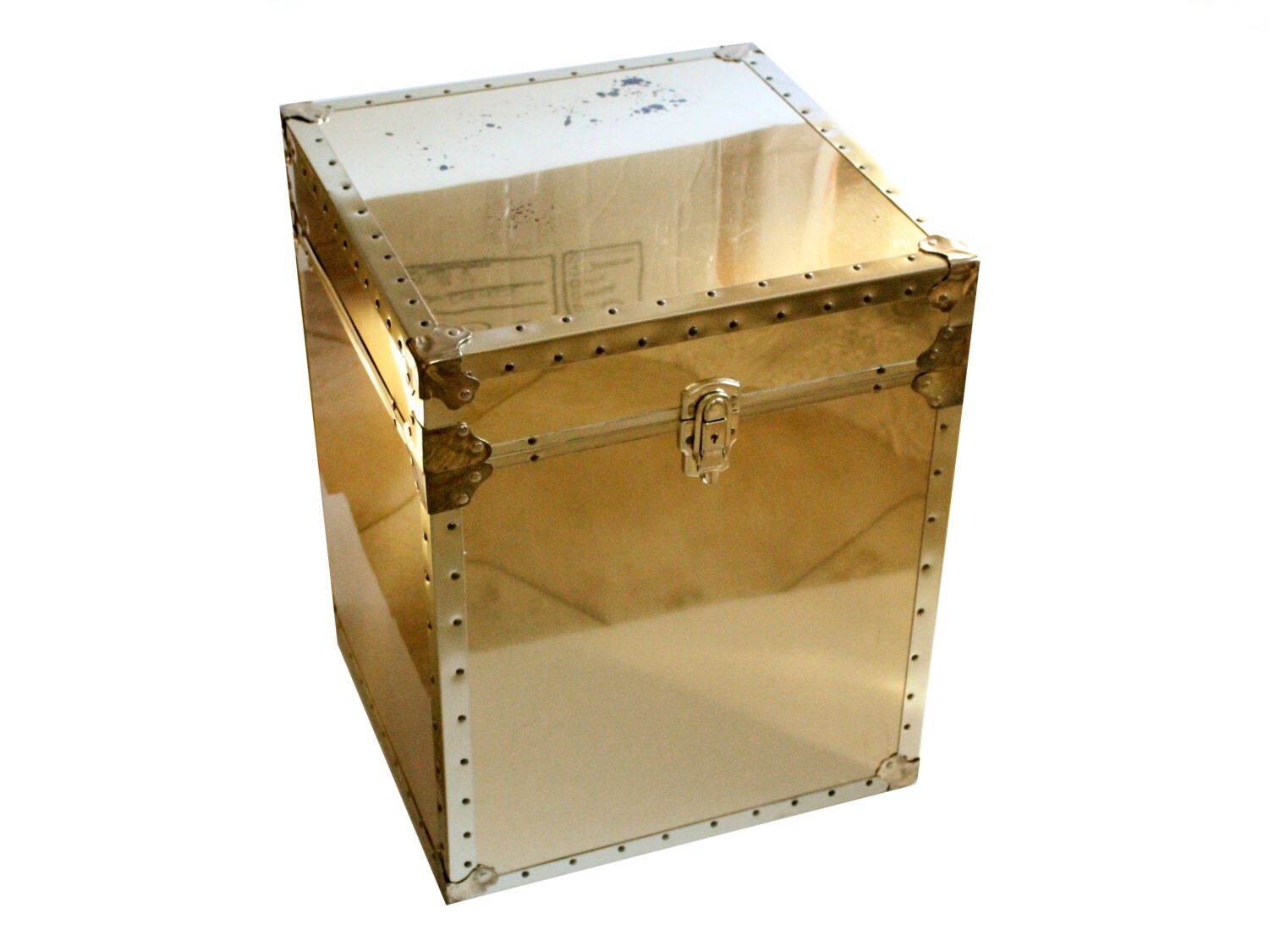 Vintage Gold Brass Storage Trunk Chest with Key by pickedhome