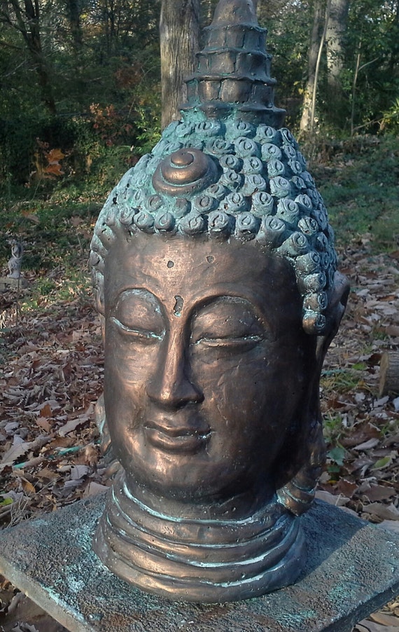 Buddha head sculpture statue cast in cement and by ...