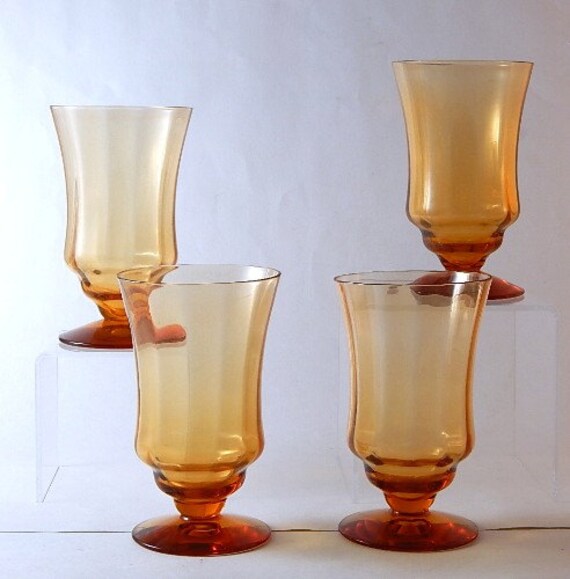 Fostoria Glasses Footed Vintage Amber Glass by antiquesonmaplelane