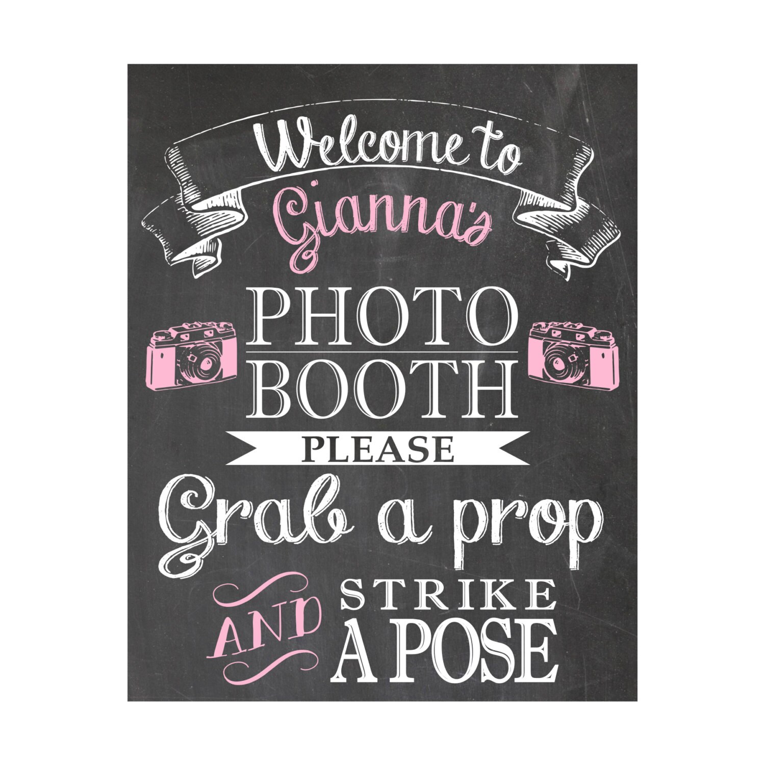Photo Booth Sign Customized Digital File by PaigePartyPrintables
