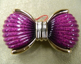 Fuschia mottled hair bow clip barrette made in France