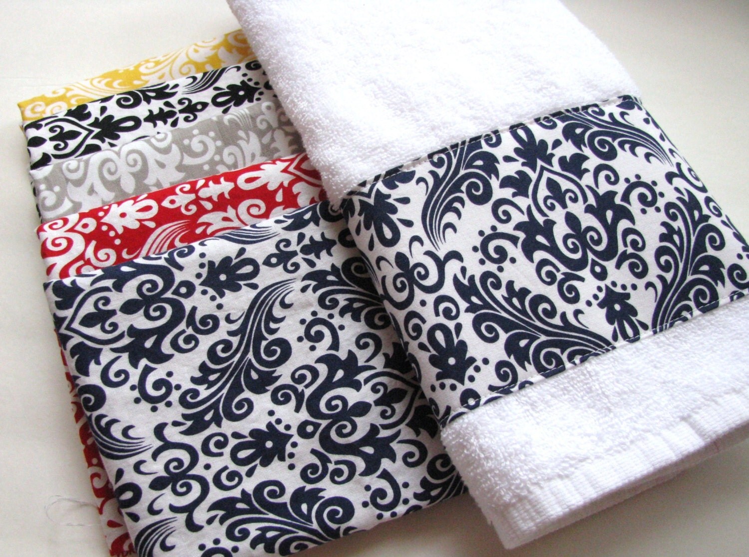 Damask Bath towels black damask bath towels hand by AugustAve