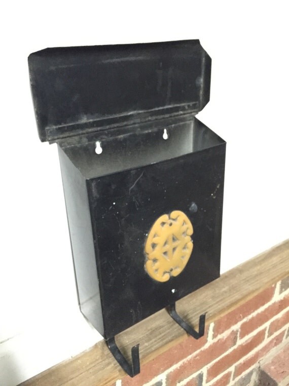 Hanging Metal Mailbox with newspaper holder by MadeFoundCollected
