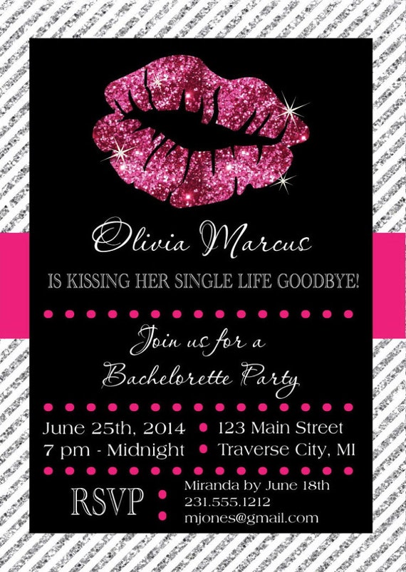 Lips Bachelorette Invitation - Kissing Single Life Goodbye Bachelorette Party Invites Il_570xn